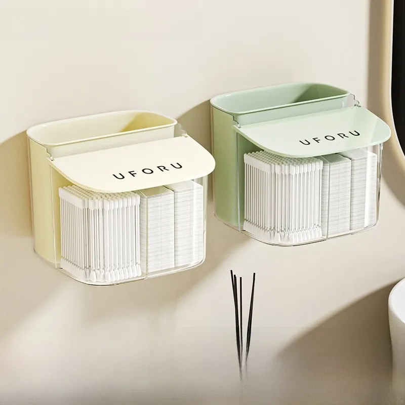 Cosmetic Cotton Storage Box Household Dustproof Multi-Functional Cotton Swab With Lid Beauty Egg Makeup Removal Cotton Compartment Breathable Storage Box