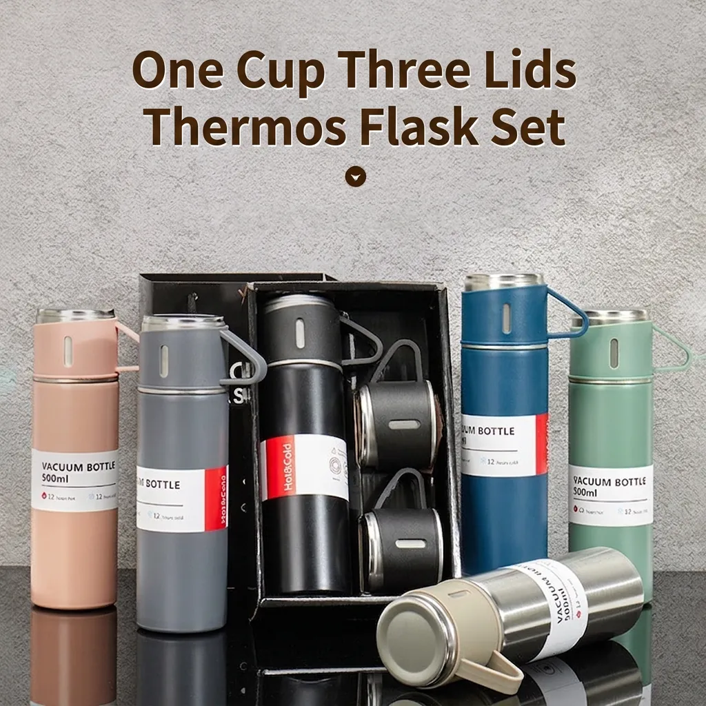 Vacuum Insulated Flask Bottle Stainless Steel Leakproof Portable Thermal Mug With Cups And Handle Business Travel