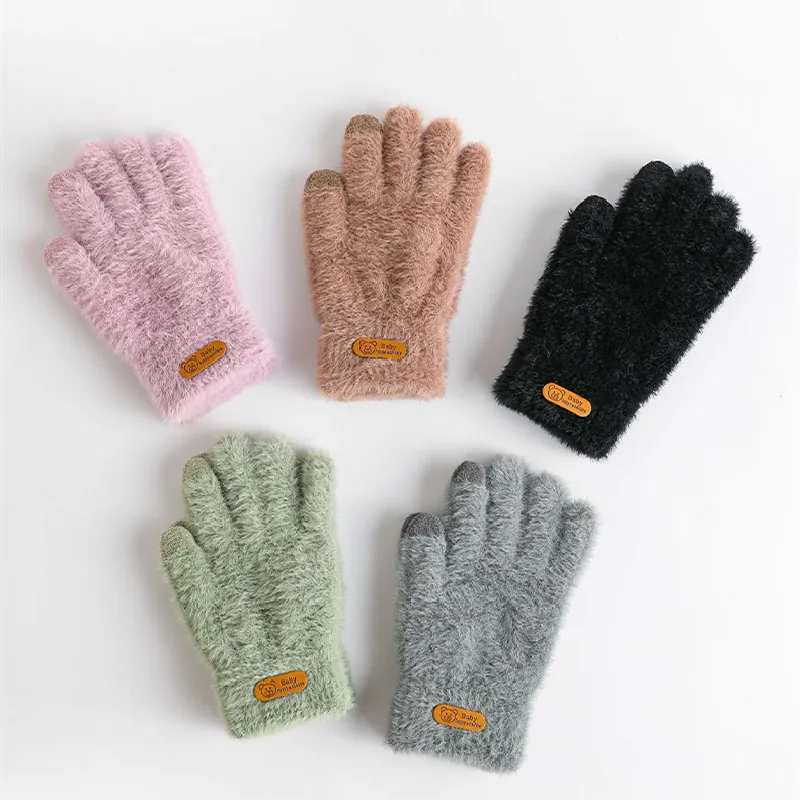 Winter Touch Screen Gloves Faux Mink Fur Knit Thermal Warm Outdoor Cycling Fashion For Women