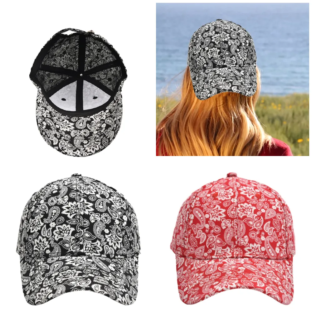 Baseball Cap Paisley Print Cotton Polyester Adjustable Curved Brim Sun Protection Retro Streetwear Headwear