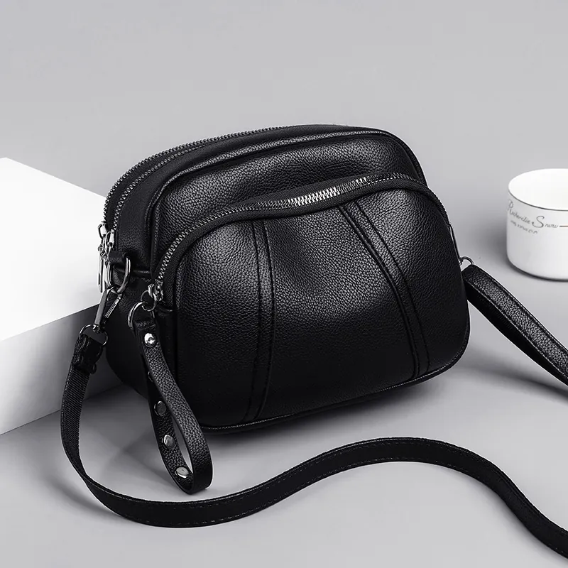 Borsa A Tracolla Piccola Quadrata Retro Donna Pelle PU Motivo Litchi Scomparti Multipli Con Cerniera Tracolla Regolabile Borchie