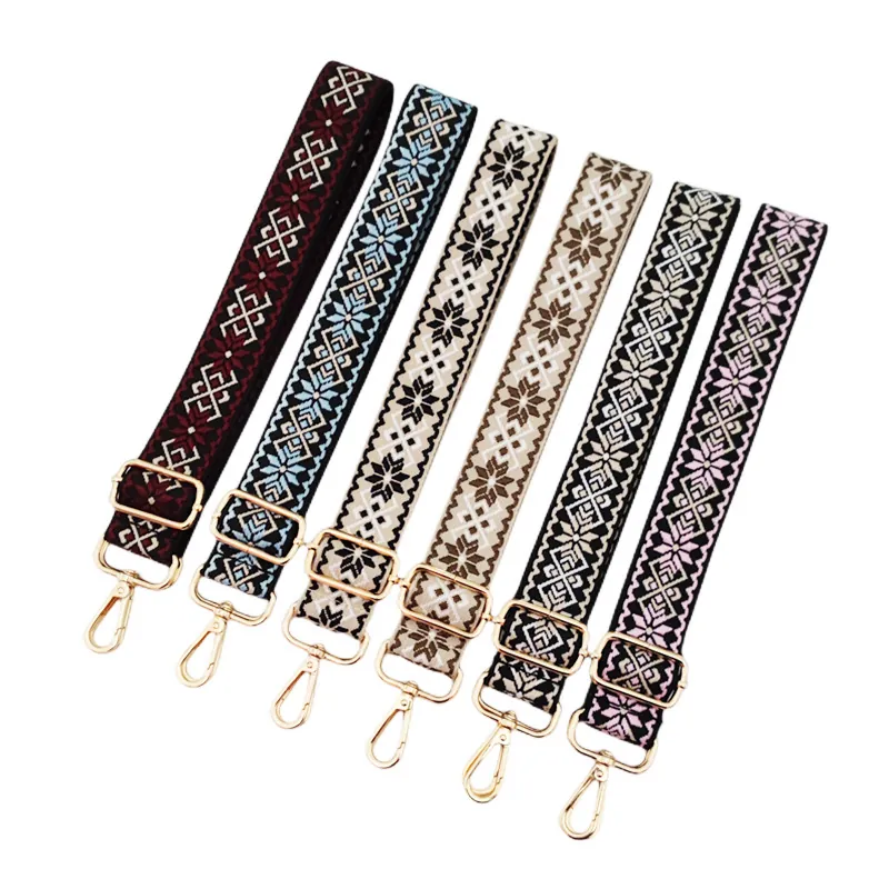 Tracolla Larga Per Borsa Jacquard Etnica Bohémien Poliestere Cotone Regolabile Ricambio Cintura Borsa A Spalla Per Donna
