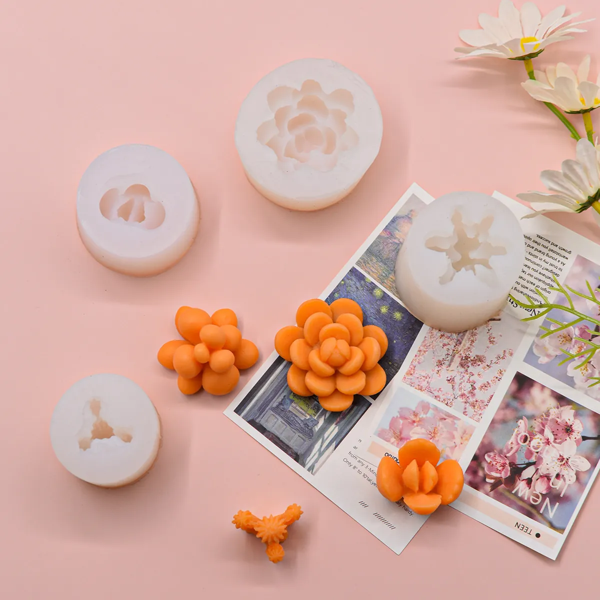Succulent Cactus Silicone Molds DIY Crafting Tools For Candle Soap Resin Fondant Cake Baking Easy Release