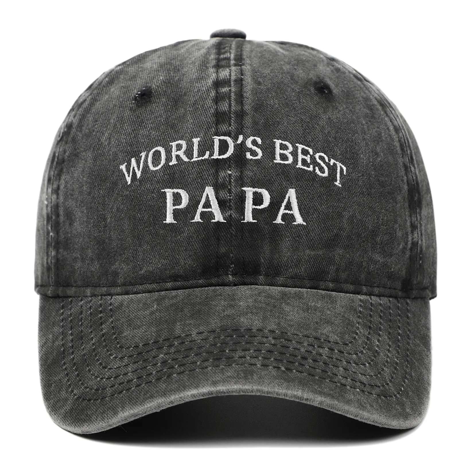 World's Best Papa Embroidered Baseball Cap Washed Cotton Vintage Distressed Dad Hat For Father Day Gift Adjustable