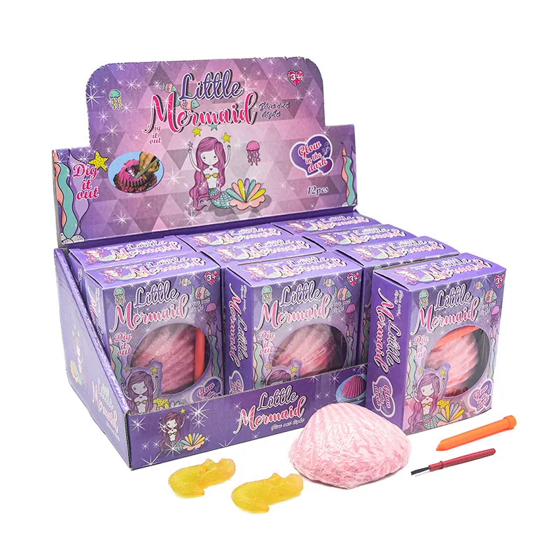 Mermaid Shell Dig Kit Glow In The Dark Archaeology Fossil Excavation Science Toy DIY Educational Activity For Kids