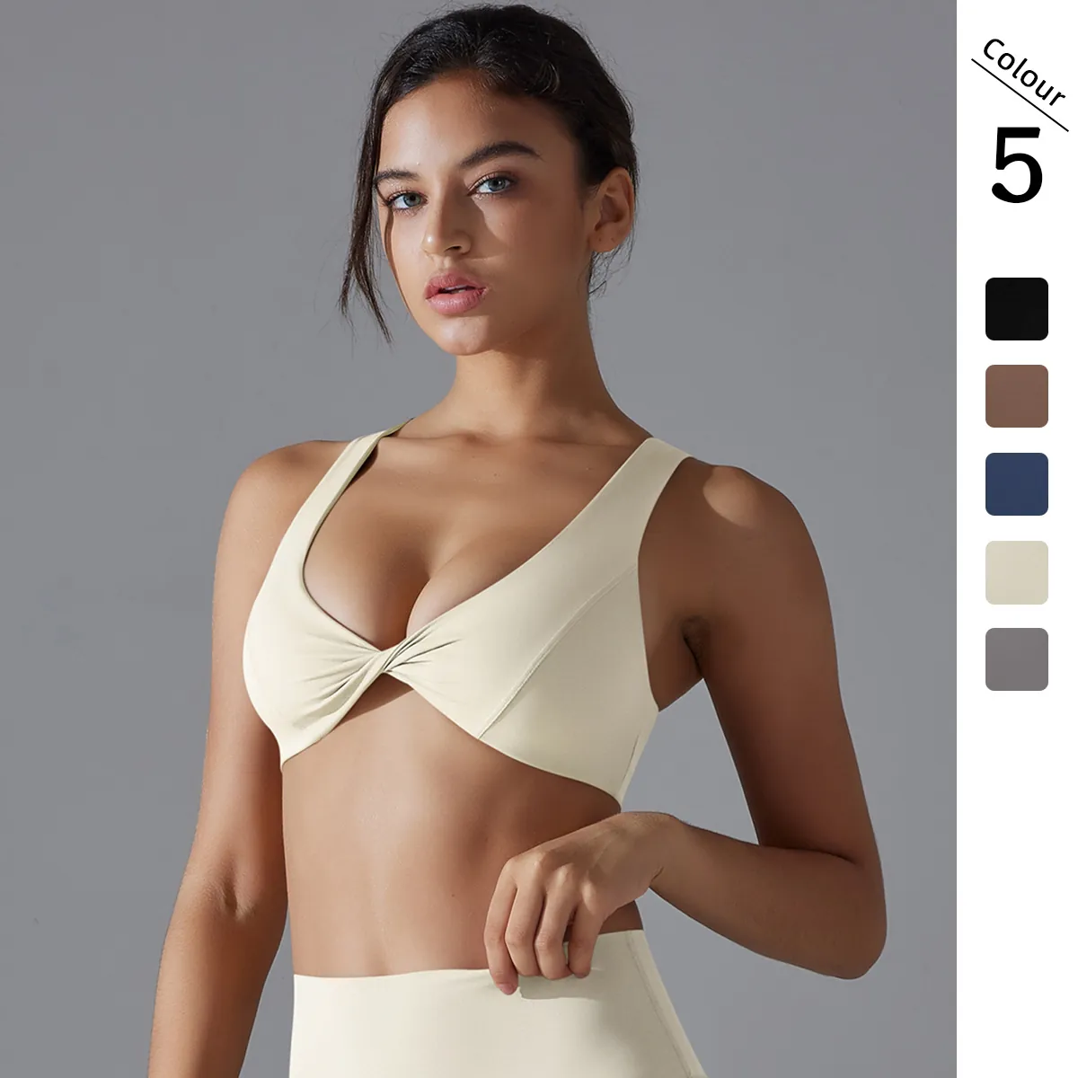 Nylon Spandex Sports Bra And Leggings Seamless Twist Front Cutout Back High Elasticity Yoga Fitness Gym Clothing For Women