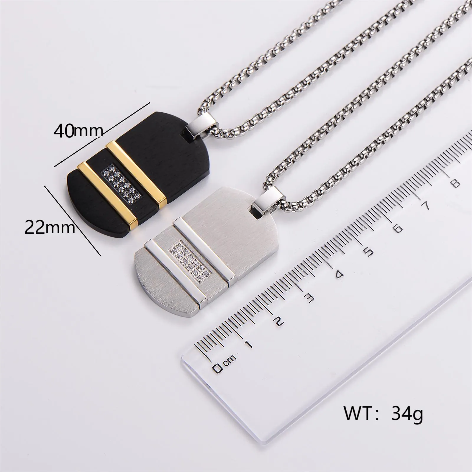 Collana Pendente Uomo Acciaio Inossidabile 316L Dog Tag Rettangolare CNC Intarsiato Rhinestone Gioielli Hip Hop