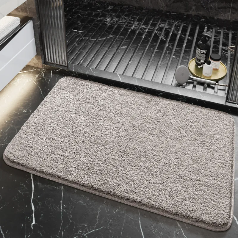Bathroom Bath Mat Microfiber Water Absorbent Non-Slip TPR Backing Thick Plush Rug For Tub Sink Shower Washable