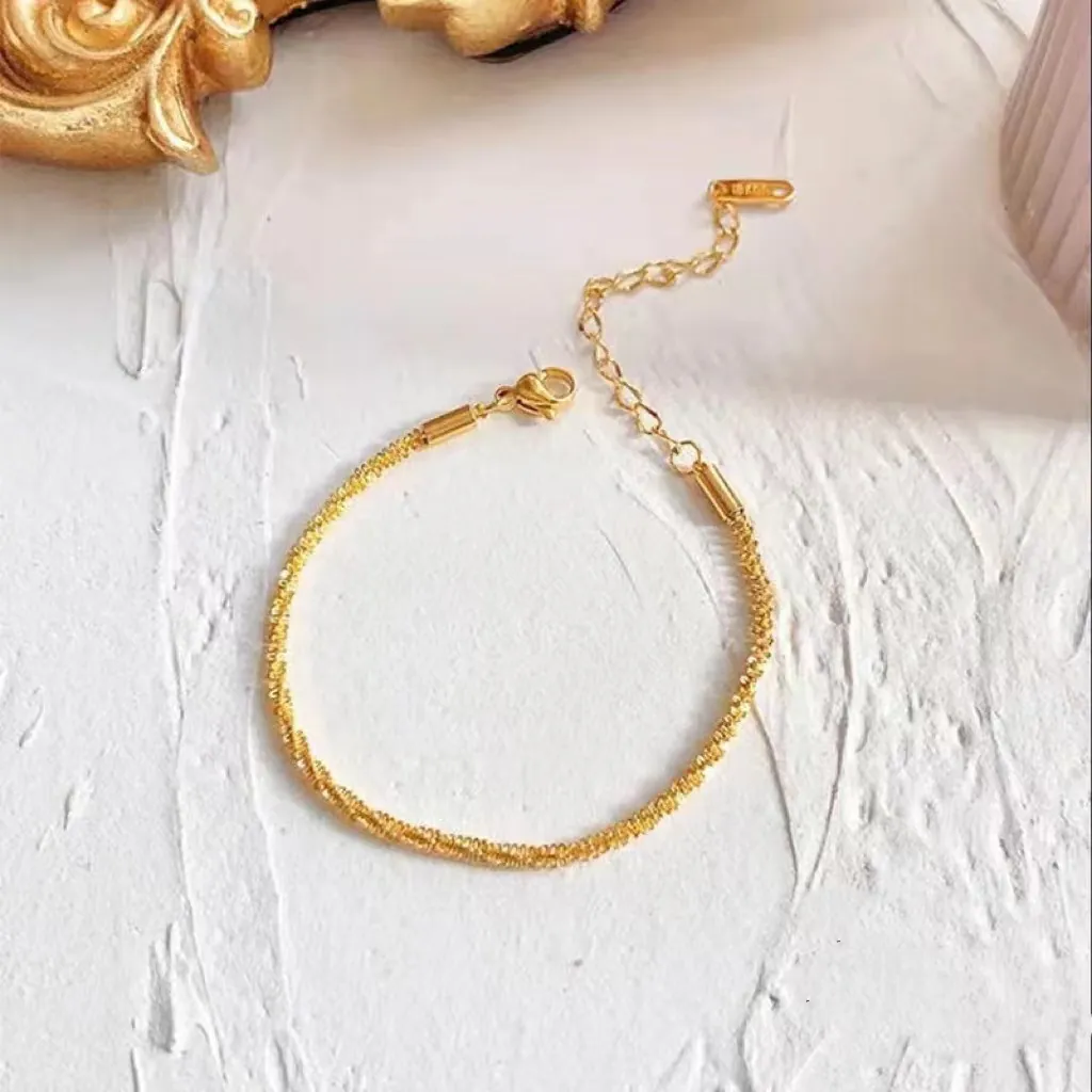 Minimalist Stainless Steel Bracelet Necklace For Women 18K Gold Plated Twisted Gypsophila Caterpillar Chain Adjustable Jewelry Accessories