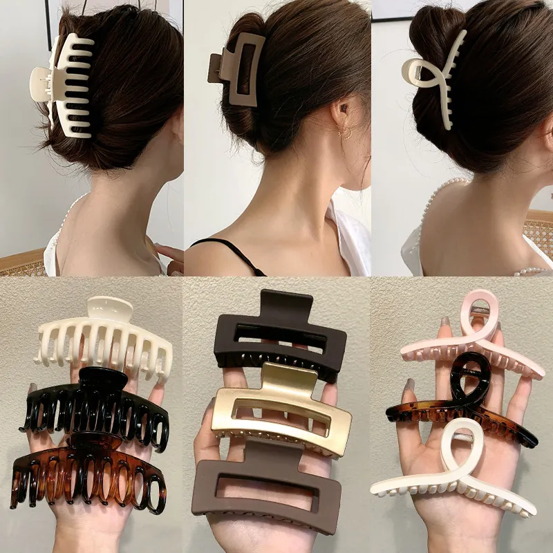 Pince À Cheveux Chic En Acrylique Griffe Géométrique Mate Antidérapante Strass Künstliche Perle Noeud Accessoire Femmes