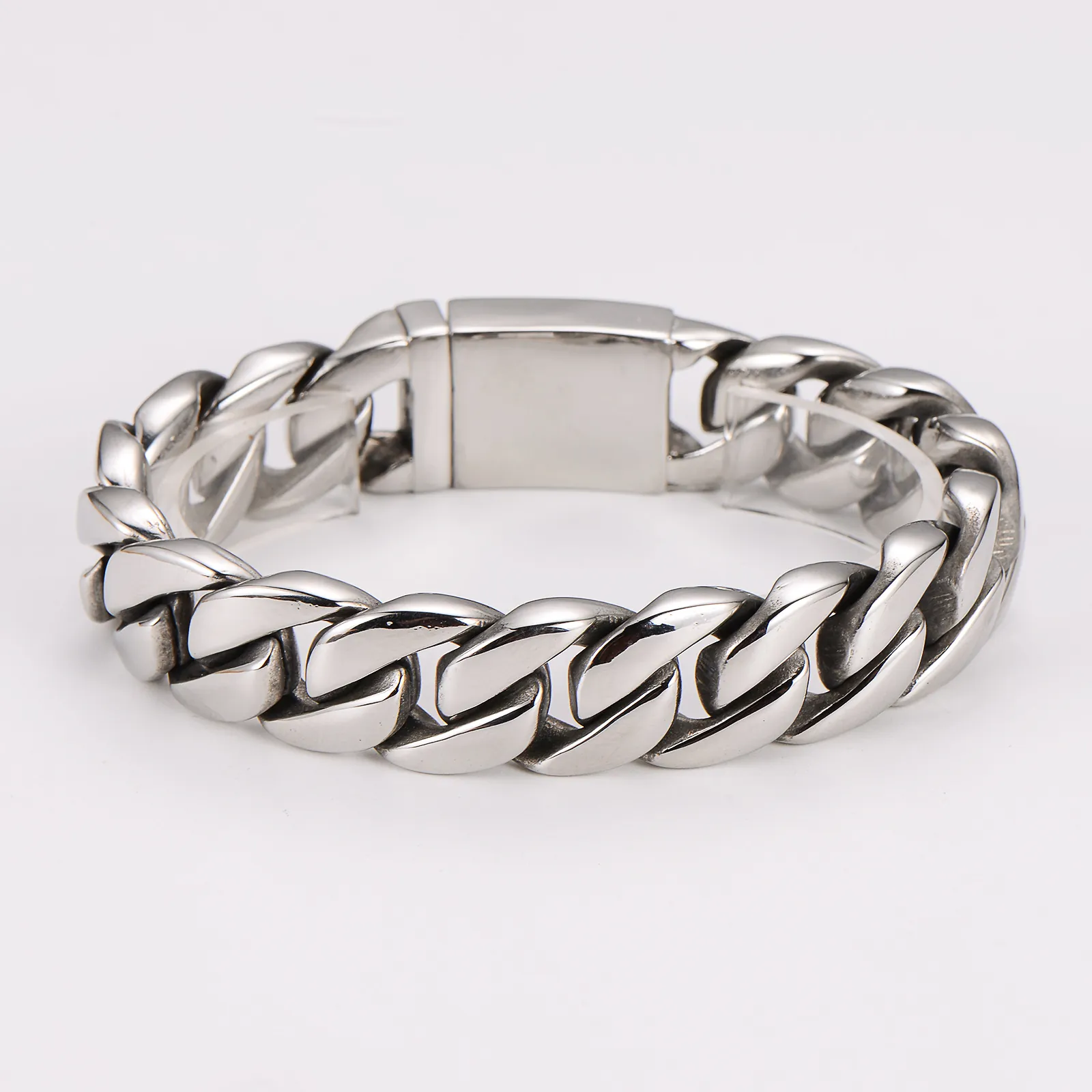 Herren Edelstahl Panzerkette Armband Schwer Poliert Dicke Kette Streetwear Mode Hip Hop Schmuck Mutig Minimalistisch