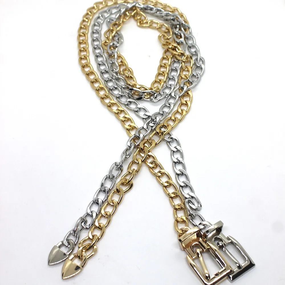 Women Fashion Metal Chain Belt Alloy Heart Pendant Thin Pin Buckle Hip Hop Punk Waist Accessories