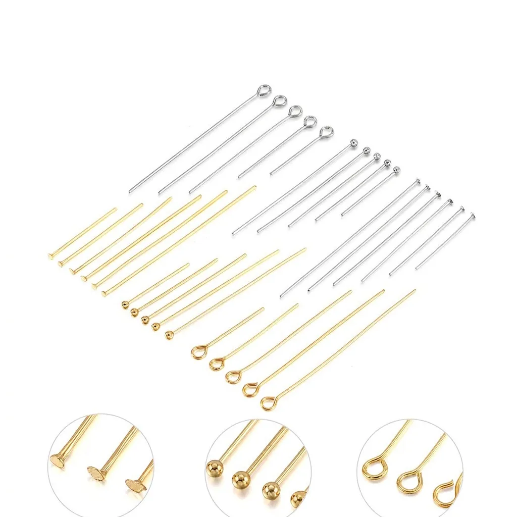 Jewelry Making Pins Eye Pins Flat Head Pins Ball Head Pins Gold Plated Copper For DIY Earrings Bracelets Handmade Findings