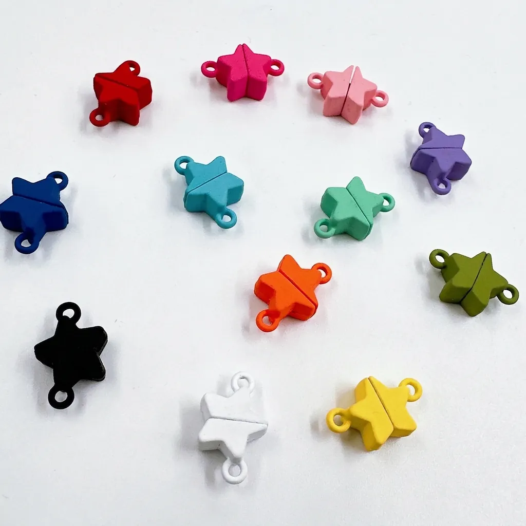 Star Shaped Alloy Metal Magnetic Clasps Jewelry Connectors For DIY Bracelet Necklace Making Colorful Lacquer Finish Accessories