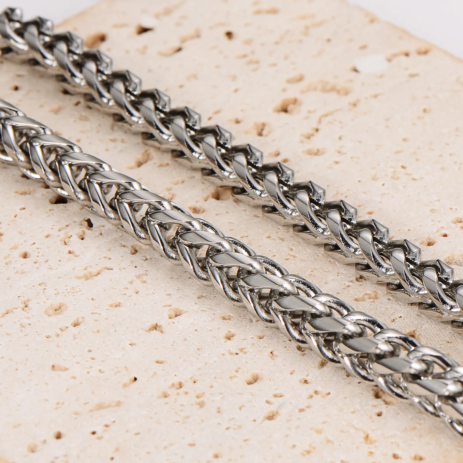 Stainless Steel Dragon Bone Chain Necklace Cross Woven Simple Fashion Hip Hop Jewelry For Men Women Silver Color