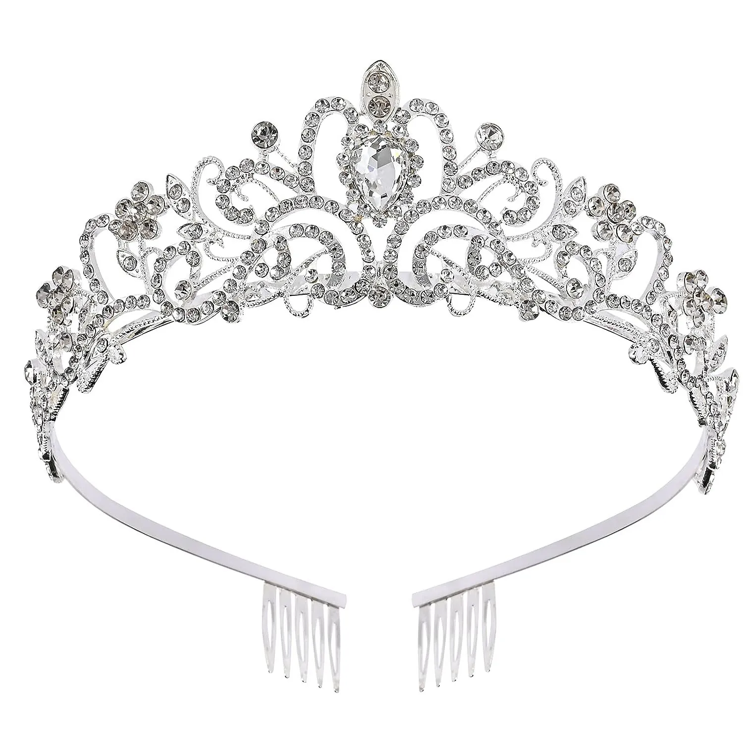 Elegant Bridal Rhinestone Tiara Alloy Crystal Wedding Hair Accessories With Side Combs Vintage Baroque Style For Women