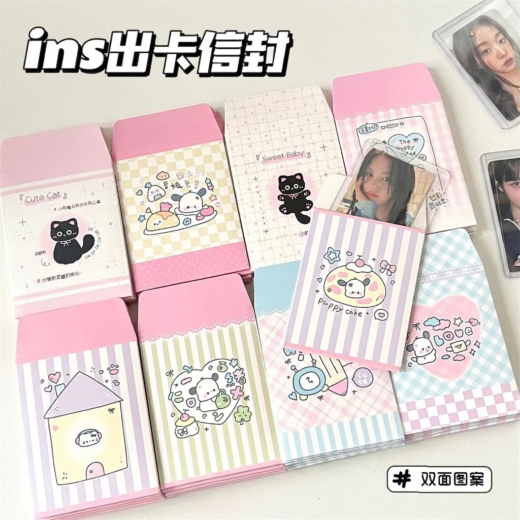 Cute Cartoon Cardboard Envelopes Macaron Color Small Card Storage Sleeves For Photo Cards Polaroids Kawaii INS Stationery