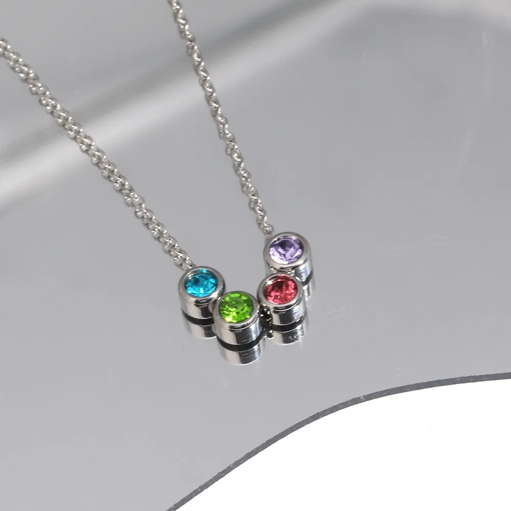 Collier En Zircone Arc-en-ciel Pour Femmes Laiton Plaqué Or Blanc Pendentif Géométrique Rond Bijoux Simples Réglables