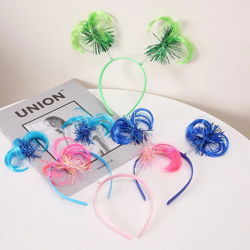 Kids Party Headband Plastic Colorful Tinsel Ball Spring Hair Accessory Festive Carnival Costume Hairband Girls Novelty