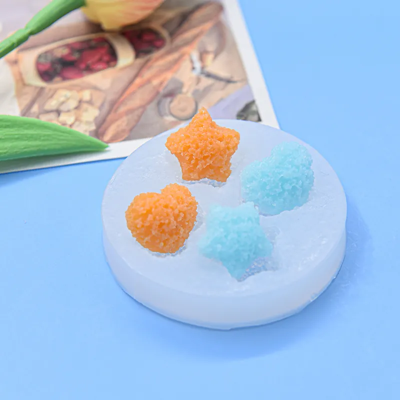 Mini Heart Star Silicone Mold For Cake Decorating DIY Cookie Chocolate Baking Tool Translucent White Frosted Texture Kitchen Craft Accessory