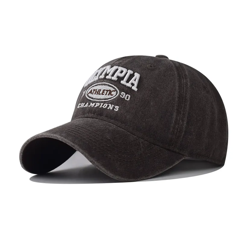 Casquette De Baseball En Coton Lavé Brodé Lettre Vintage Style Athlétique Chapeau De Soleil Réglable Pour Hommes Femmes