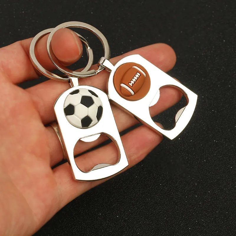 Sports Theme Keychain Metal Zinc Alloy Bottle Opener Soccer Basketball Tennis Golf Ball Pendants Portable Gift Accessory