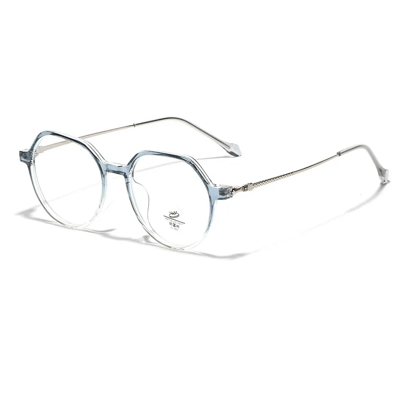 Polygon Optical Glasses TR90 Metal Frame Anti Blue Light UV400 Retro Artistic Eyewear For Women Men Flat Lens