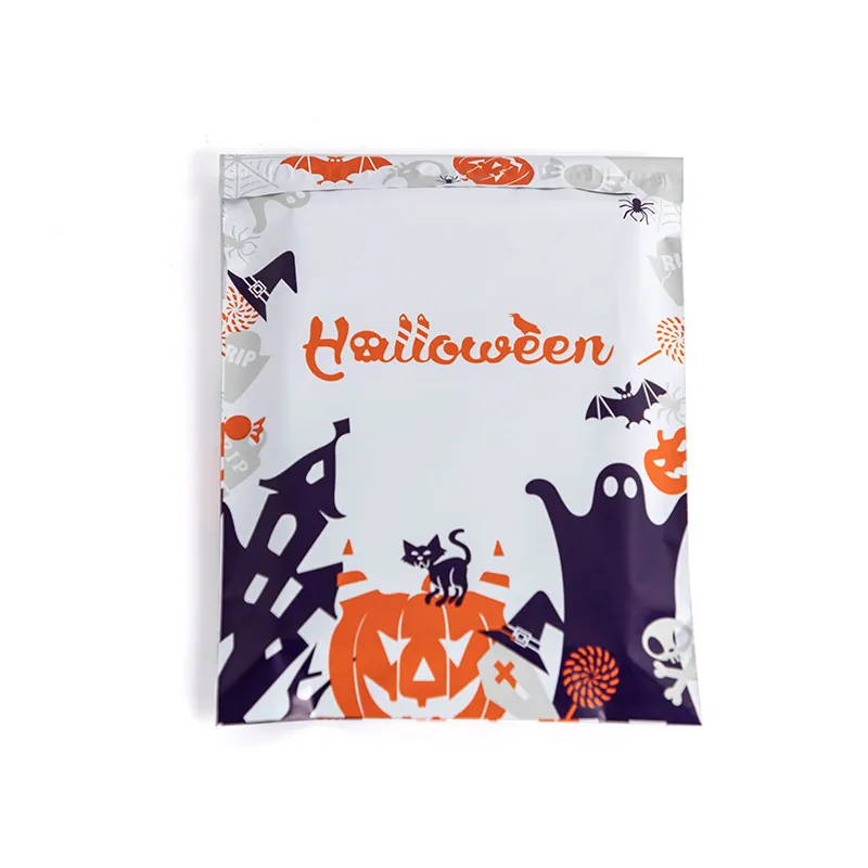 Halloween Versandtaschen Wasserdicht Weiß Coextrudierte Folie Selbstklebend Kunststoff Briefumschläge Für Kleidung Verpackung