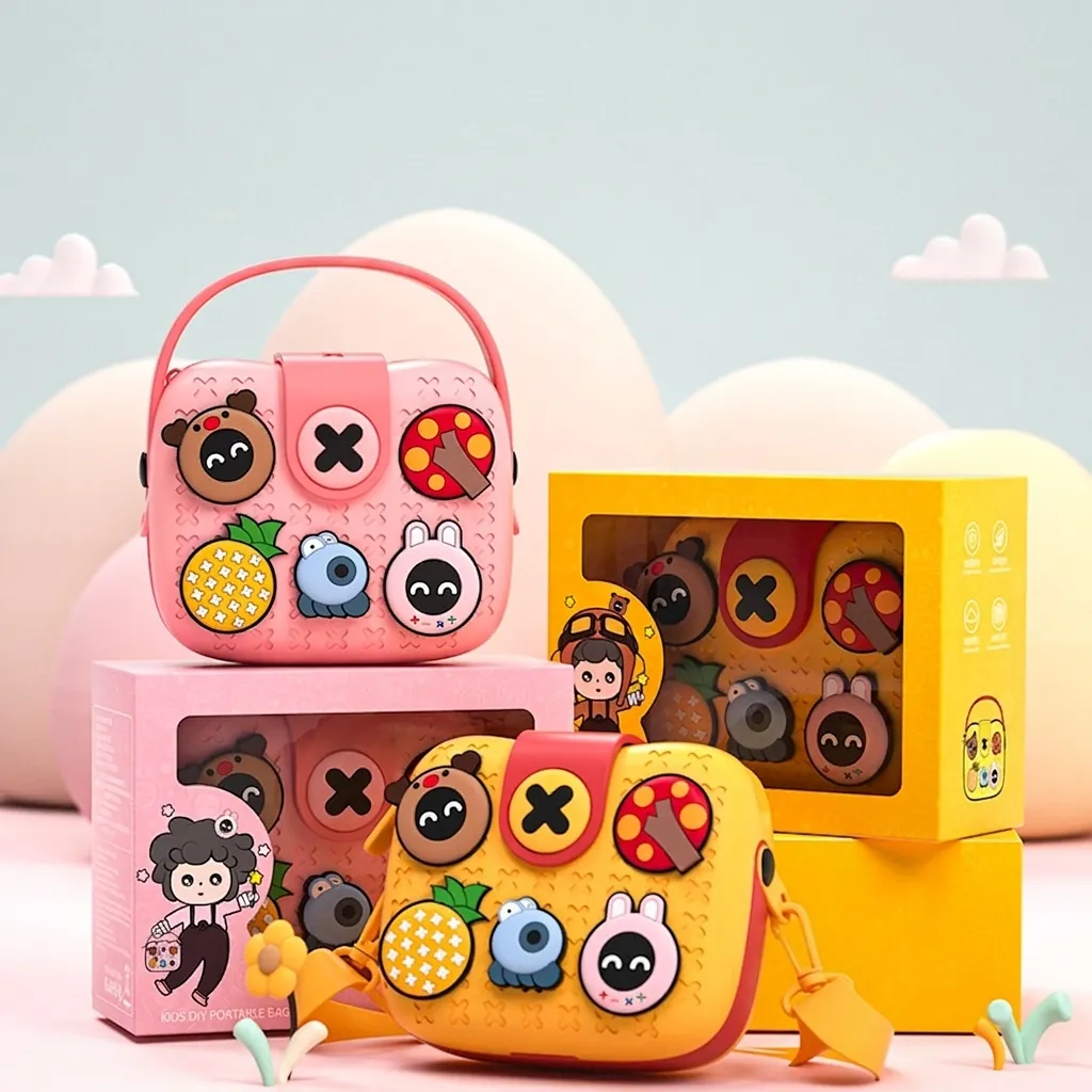 Kids Crossbody Bag Silicone DIY Cartoon Charms Waterproof Shoulder Handheld Bag For Toddlers Children Cute Gift