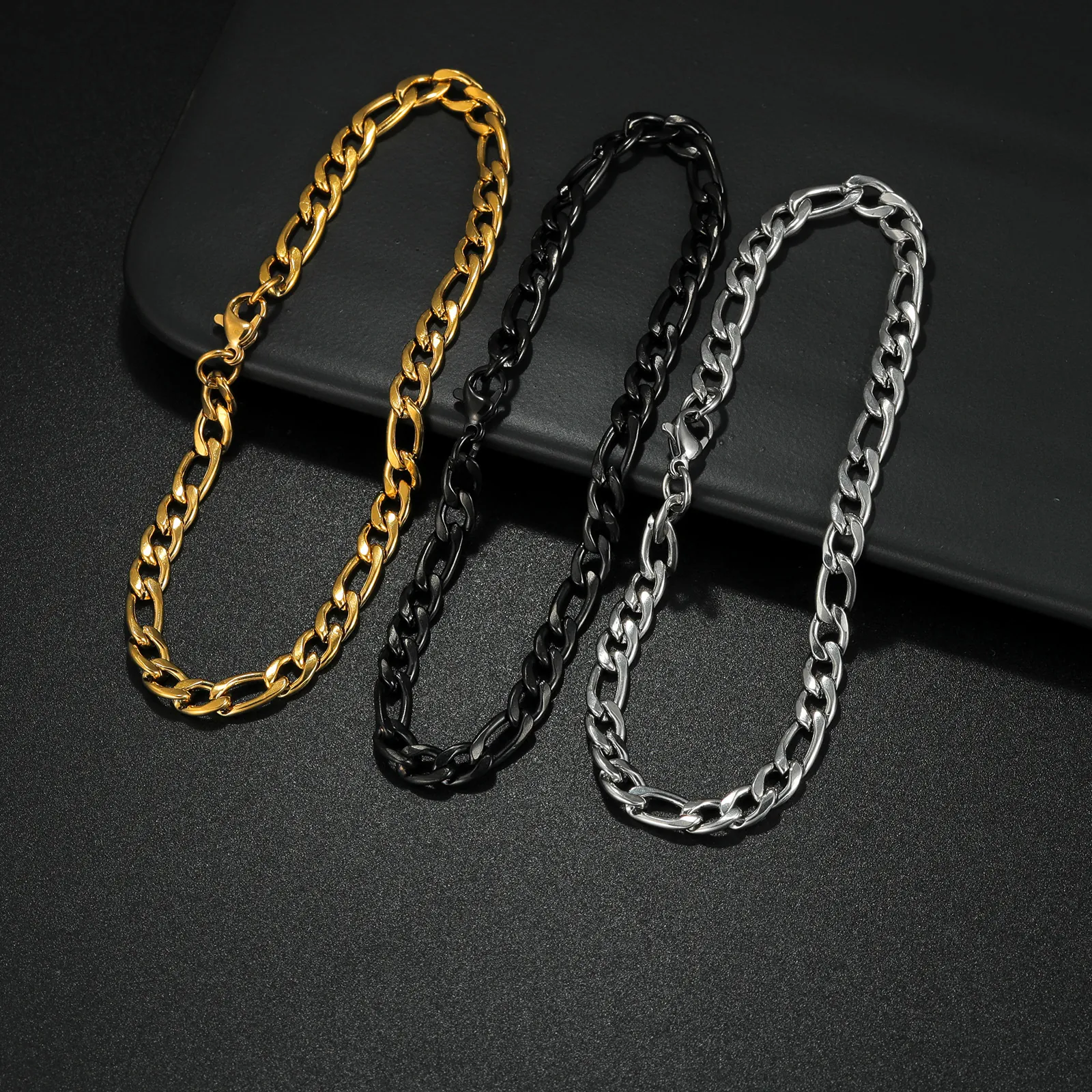 Figaro Kettenarmband Edelstahl Hip Hop Stil Herren Unisex Robustes Gliederschmuck Mode