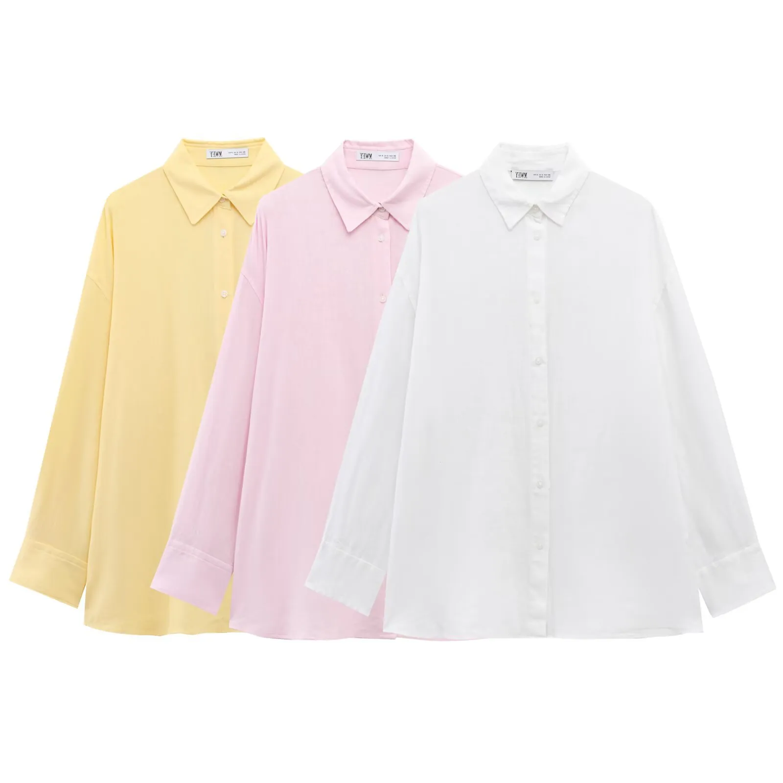 Women Cotton Linen Long Sleeve Shirt Button Down Loose Blouse Casual Top With Back Drawstring Detail