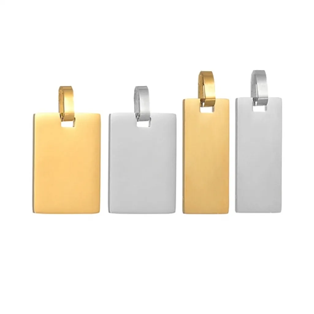 Minimalist Geometric Rectangular Pendant Stainless Steel High Polished Blank Plate Fashion Jewelry Accessory