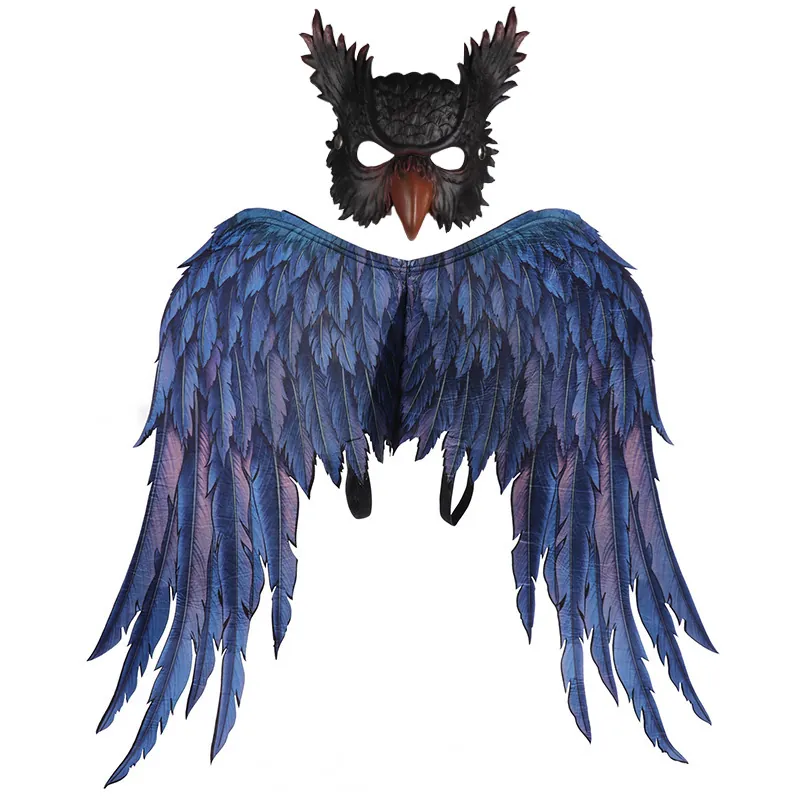 Dragon Owl Mask And Wings Halloween Cosplay Costume Props Soft Fabric Carnival Party Dress Up For Adults Teens