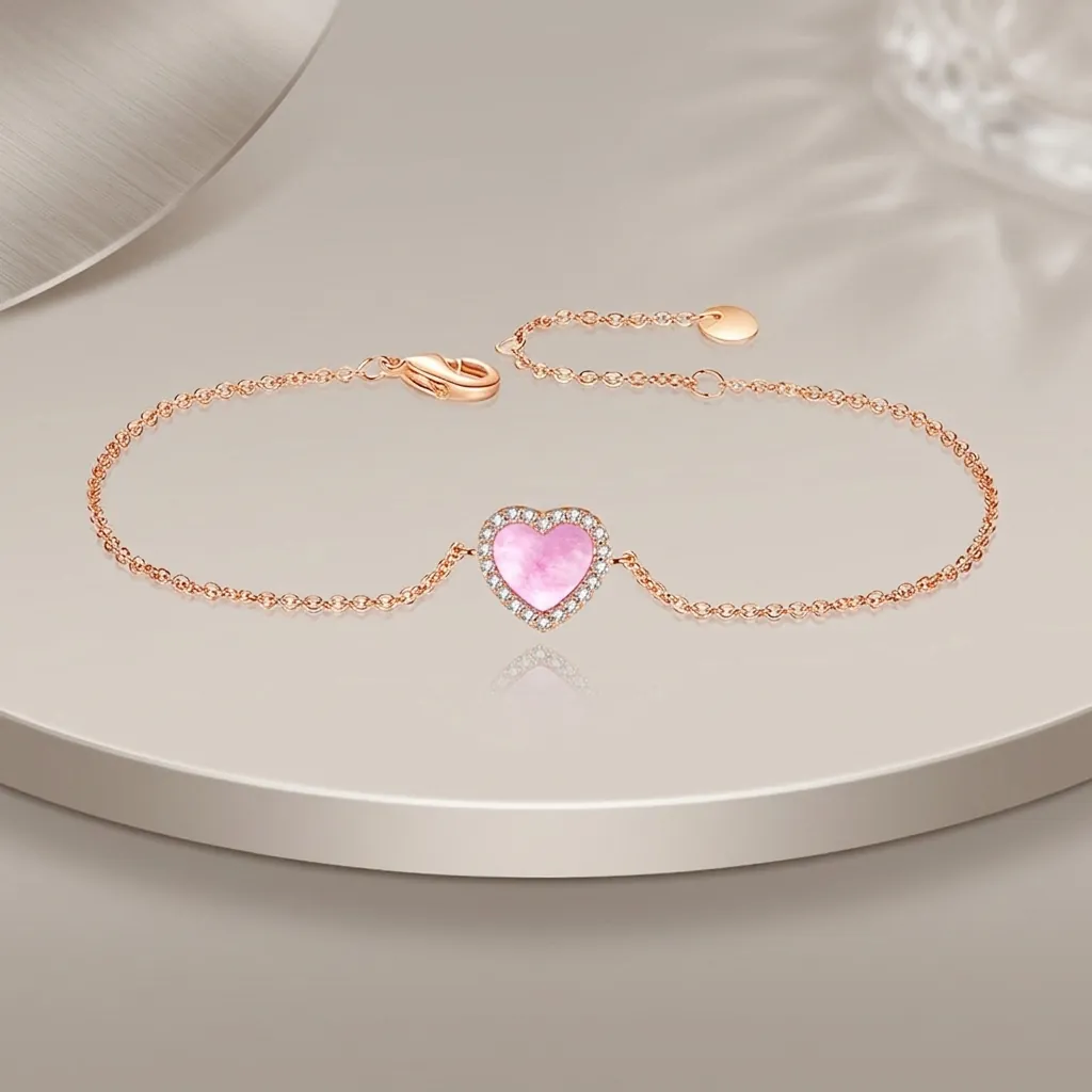 Heart Bracelet Copper Alloy Rhinestone Inlaid Mother Of Artificial Pearl Inlay Elegant Adjustable Fashion Jewelry For Women