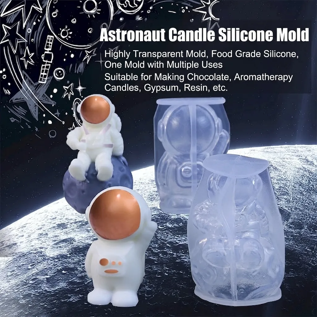 Astronaut Silicone Mold Spaceman Shape For DIY Aromatherapy Candle Plaster Ornament Resin Craft Making Heat Resistant