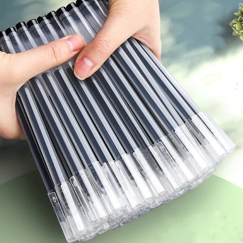 High Capacity Gel Pen Transparent Plastic Shell Quick Drying Smooth Writing Office School Stationery Fine Needle Tip