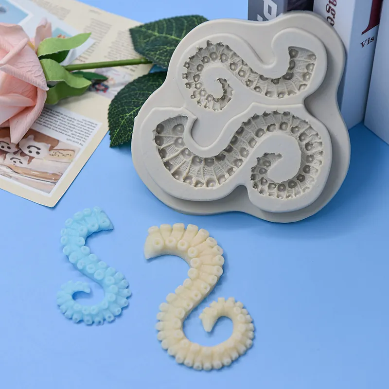 Octopus Tentacle Cake Mold Silicone Realistic Suction Cup Texture DIY Baking Fondant Chocolate Sugarcraft Kitchen Tool