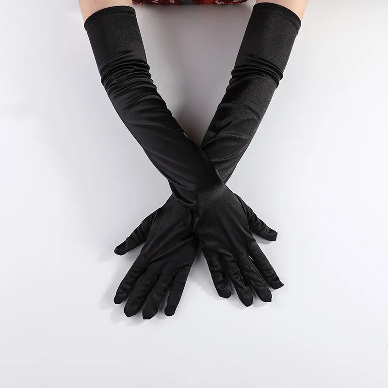 Guanti Lunghi In Raso Da Donna Sopra Il Gomito Elastico Liscio Formale Matrimonio Festa Performance Cosplay Accessori Da Sera