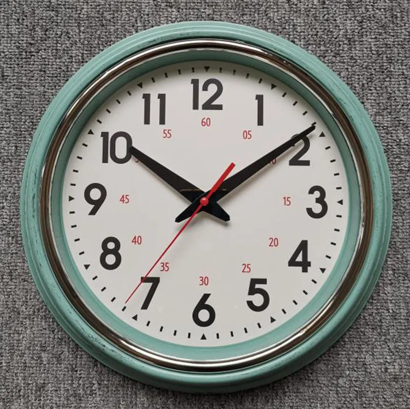 Horloge Murale Ronde Silencieuse Sans Tic-tac ABS Plastique Mouvement Quartz Miroir Verre Décor Moderne Maison Bureau