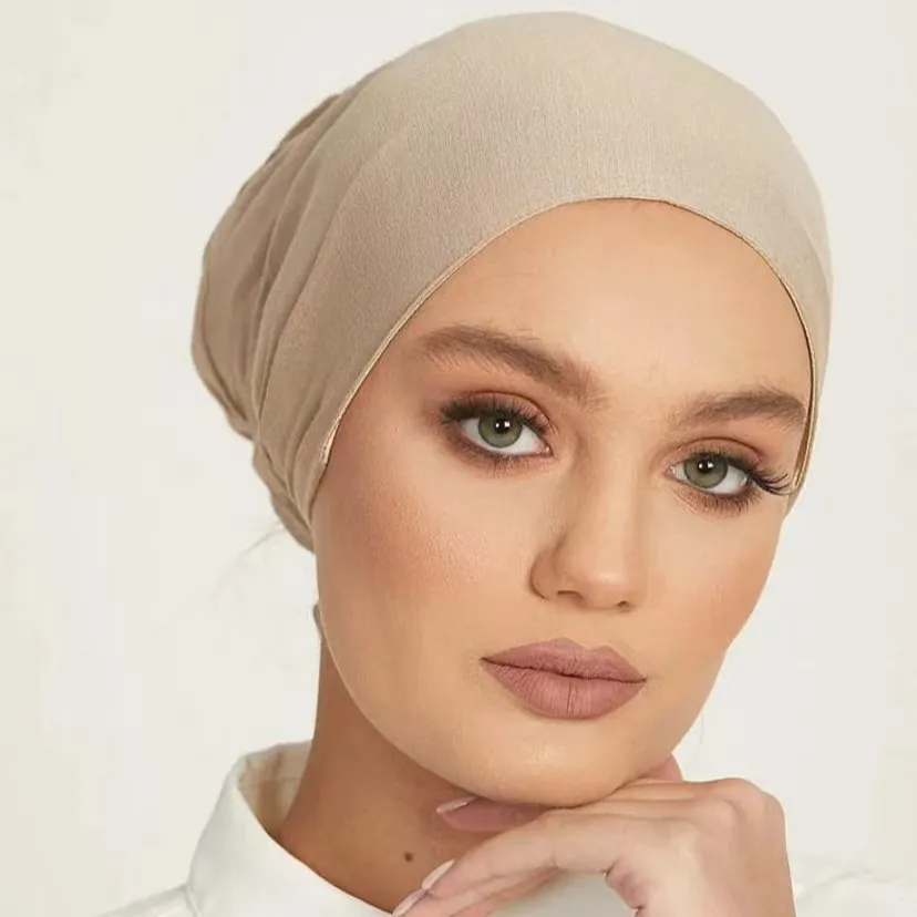 Muslim Hijab Inner Cap For Women Solid Color Modal Mercerized Cotton Elastic Under Scarf Breathable Bonnet Headwear