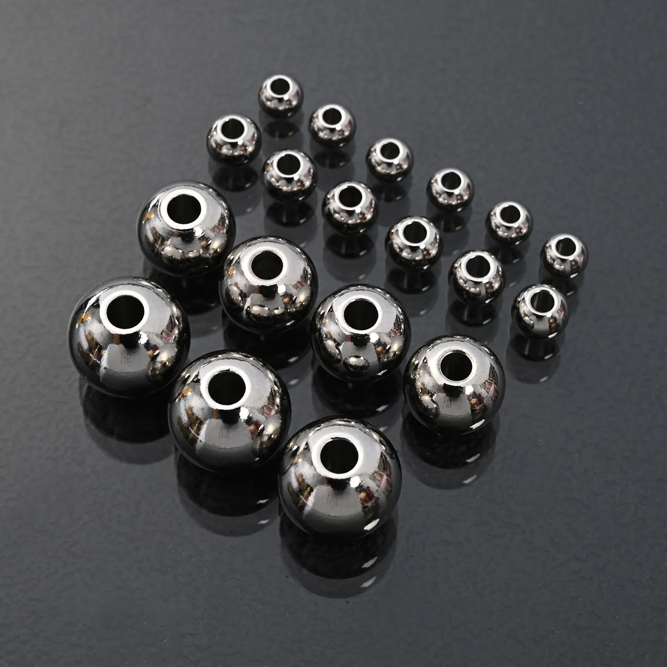 Stainless Steel Round Beads Spacer Loose Beads Polished Mirror Surface For DIY Jewelry Making Bracelet Necklace Crafts