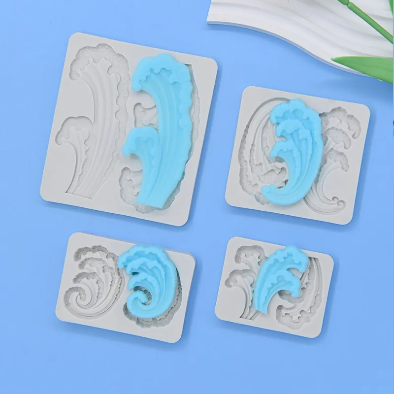 Moule En Silicone Forme De Vague Pour Décoration De Gâteau DIY Fondant Résine Chocolat Savon Artisanat Outil De Pâtisserie
