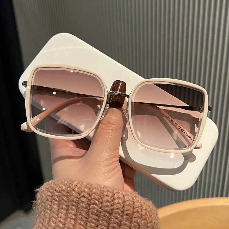 Lunettes De Soleil Carrées Surdimensionnées Pour Femmes Hommes UV400 Lentilles Résine Monture Acétate Métal Mode Rétro