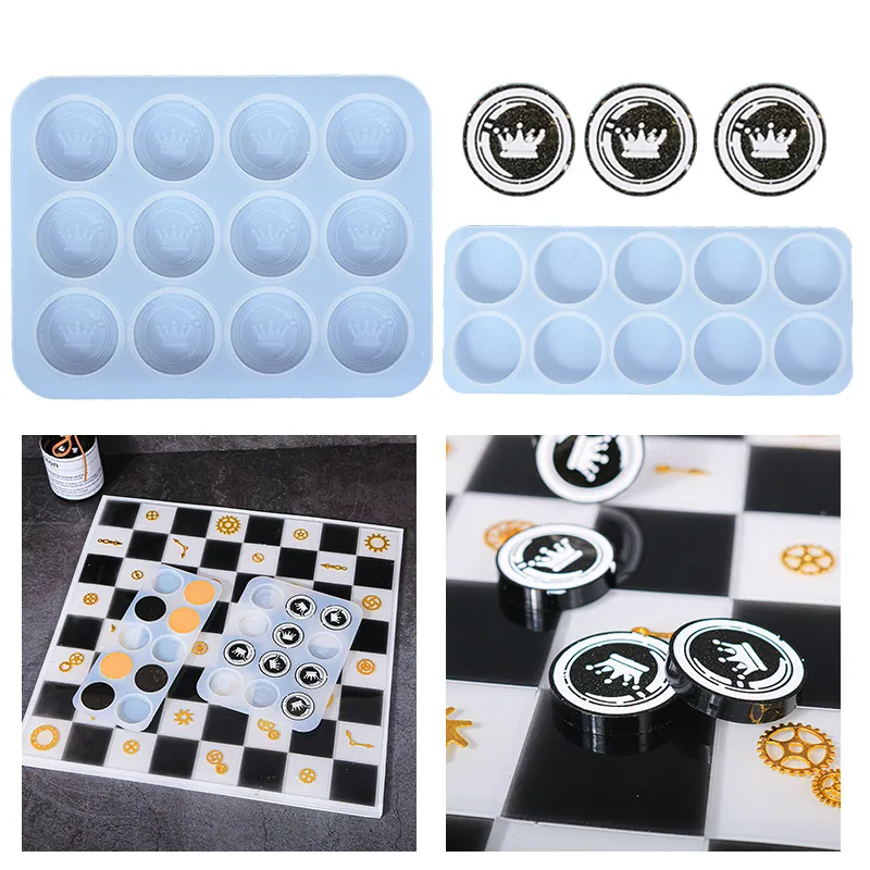 Chessboard Chessmen Silicone Molds Crown Pattern For Epoxy Resin Casting DIY Handmade Board Game Crafts