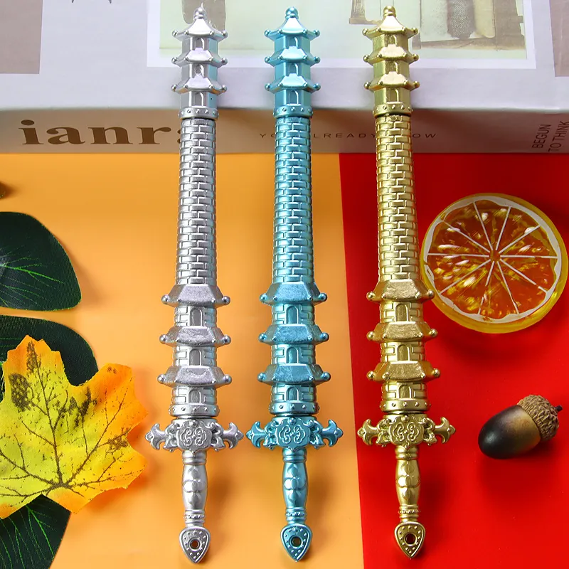 Pagoda Sword Gel Pen Creative Chinese Style Weapon Signature Pen Plastic Office School Stationery Students Gift Smooth Writing