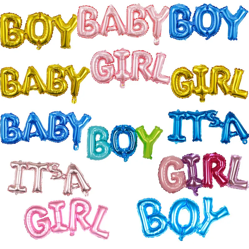 Metallic Cursive Script Letter Foil Balloons Boy Girl Baby Shower Birthday Party Background Wall Decor Aluminum Film