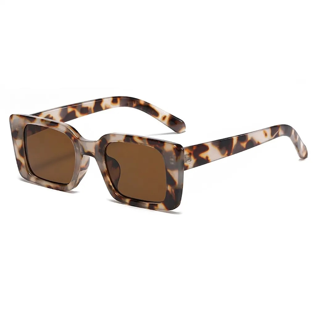 Square Sunglasses Retro Rectangular Thick PC Frame UV400 Protection Vintage Fashion Eyewear For Women Men