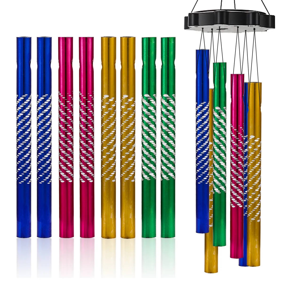 Κοίλοι Σωλήνες Αλουμινίου Για Κατασκευή DIY Wind Chime Πολύχρωμα Μεταλλικά Σωληνωτά Γούρια Με Μοτίβο Με Ράντα Εξάρτημα