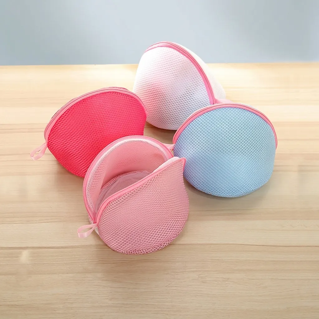 Thickened Sandwich Mesh Bra Laundry Bag Protective Underwear Washing Machine Net Bag Semi Sphere Shell Shape Zippered
