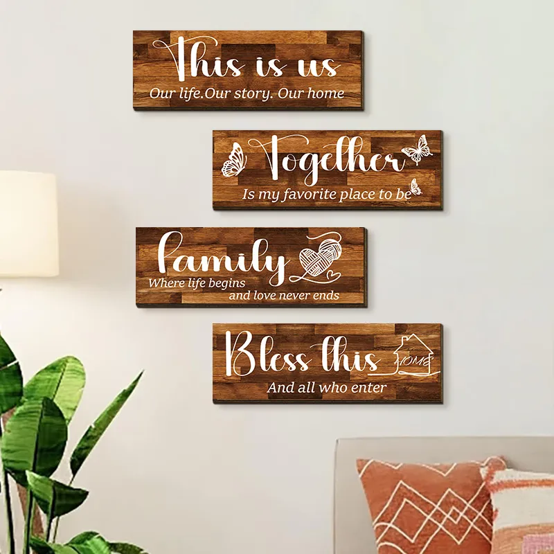 This Is Us Family Together Wooden Wall Signs Rustic Farmhouse Home Decor Plaques Poplar Wood Hanging Art